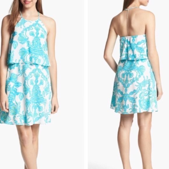 Lilly Pulitzer Whistler Dress Rhinestone Chain Back Silk Gold Digger Mini 10 - Picture 8 of 8